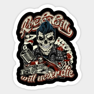 Rockabilly will never die Hot Rod skull Sticker